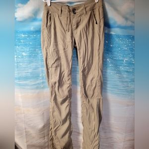 PRANA WOMENS CONVERTIBLE HIKING PANTS ROLL UP CAPRI SIZE 0